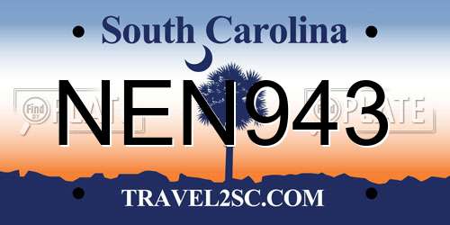 NEN943 South Carolina License Plate