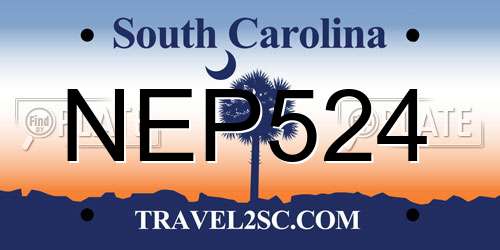 NEP524 South Carolina License Plate