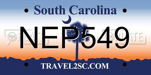 NEP549 South Carolina License Plate