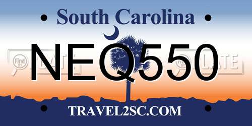 NEQ550 South Carolina License Plate