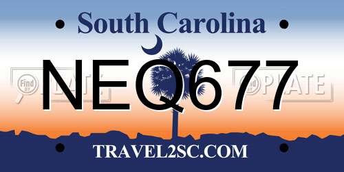 NEQ677 South Carolina License Plate