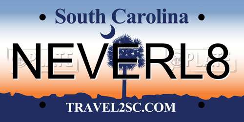NEVERL8 South Carolina License Plate