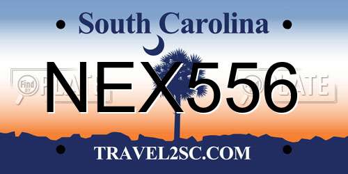 NEX556 South Carolina License Plate