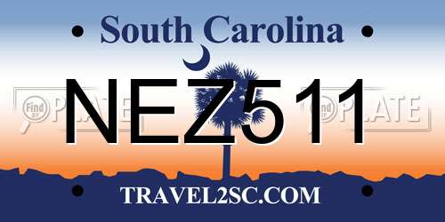 NEZ511 South Carolina License Plate