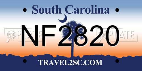 NF2820 South Carolina License Plate