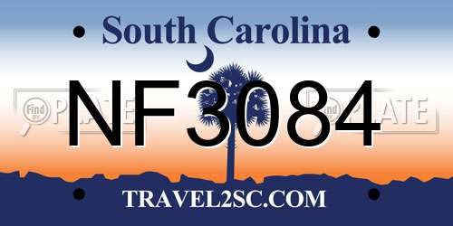 NF3084 South Carolina License Plate