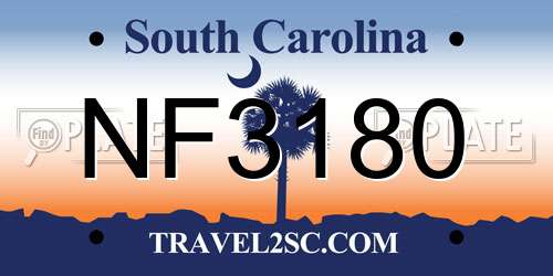 NF3180 South Carolina License Plate