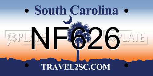 NF626 South Carolina License Plate