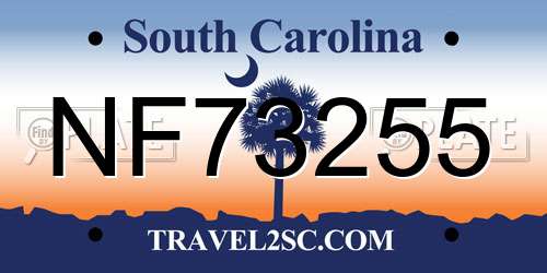 NF73255 South Carolina License Plate