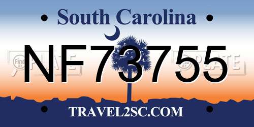 NF73755 South Carolina License Plate
