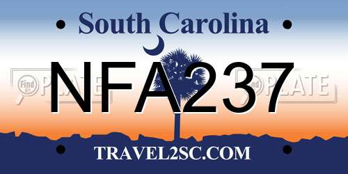 NFA237 South Carolina License Plate