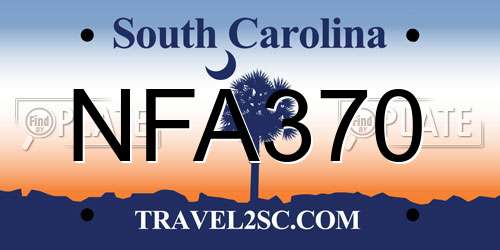 NFA370 South Carolina License Plate