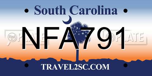 NFA791 South Carolina License Plate
