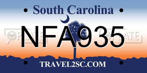 NFA935 South Carolina License Plate