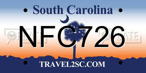 NFC726 South Carolina License Plate
