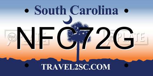 NFC72G South Carolina License Plate