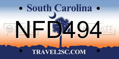 NFD494 South Carolina License Plate
