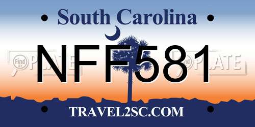 NFF581 South Carolina License Plate