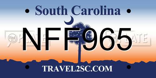NFF965 South Carolina License Plate