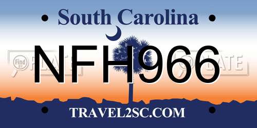 NFH966 South Carolina License Plate