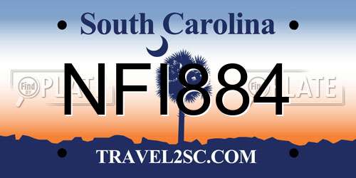 NFI884 South Carolina License Plate