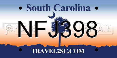 NFJ398 South Carolina License Plate