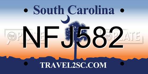 NFJ582 South Carolina License Plate
