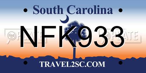 NFK933 South Carolina License Plate