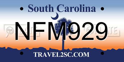 NFM929 South Carolina License Plate