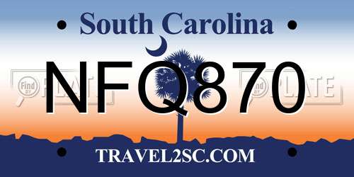 NFQ870 South Carolina License Plate
