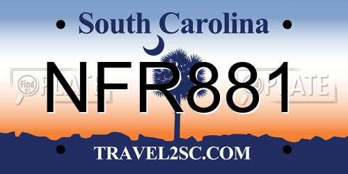 NFR881 South Carolina License Plate