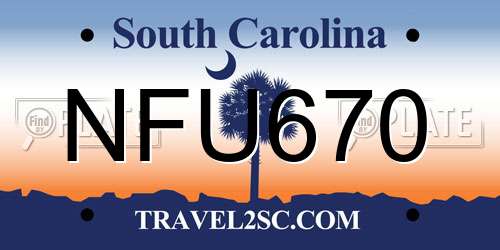 NFU670 South Carolina License Plate