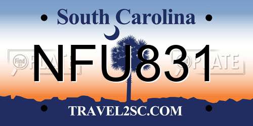 NFU831 South Carolina License Plate