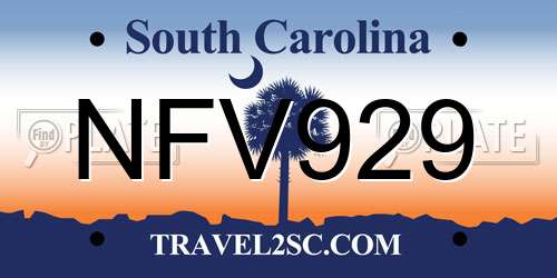NFV929 South Carolina License Plate
