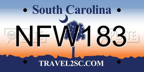 NFW183 South Carolina License Plate