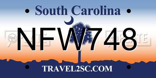 NFW748 South Carolina License Plate