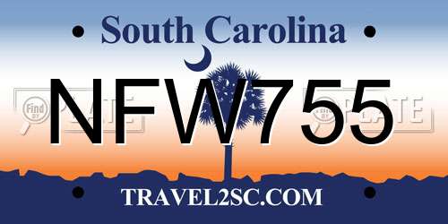 NFW755 South Carolina License Plate