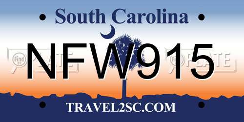 NFW915 South Carolina License Plate