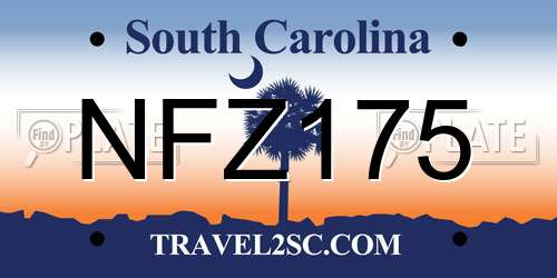 NFZ175 South Carolina License Plate