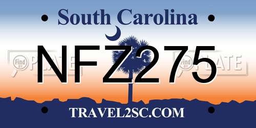 NFZ275 South Carolina License Plate