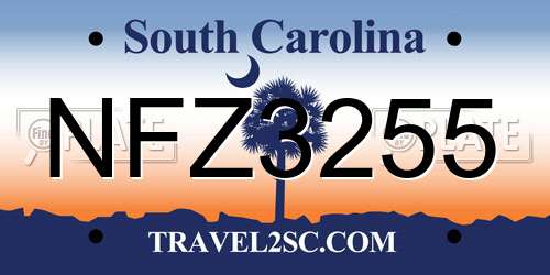 NFZ3255 South Carolina License Plate