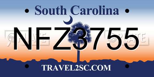 NFZ3755 South Carolina License Plate