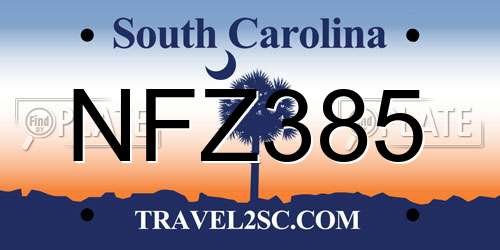 NFZ385 South Carolina License Plate