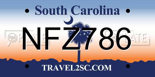 NFZ786 South Carolina License Plate