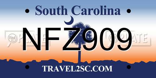 NFZ909 South Carolina License Plate
