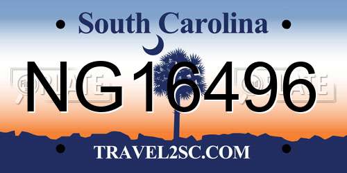 NG16496 South Carolina License Plate