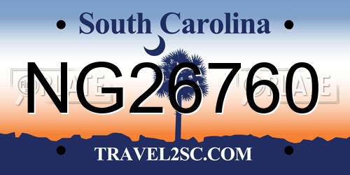 NG26760 South Carolina License Plate