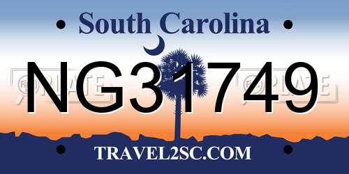 NG31749 South Carolina License Plate