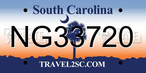 NG33720 South Carolina License Plate