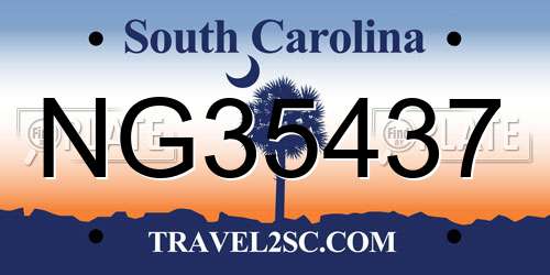 NG35437 South Carolina License Plate